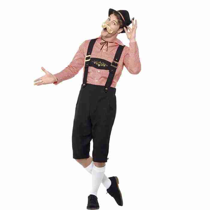 Bayerisches Oktoberfest Kostüm Herren Rot mit Lederhosen - carnivalstore.de