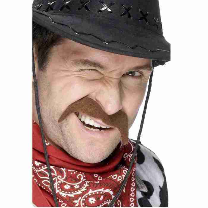 Brauner Cowboy Schnurrbart Detailansicht selbstklebend Smiffy's