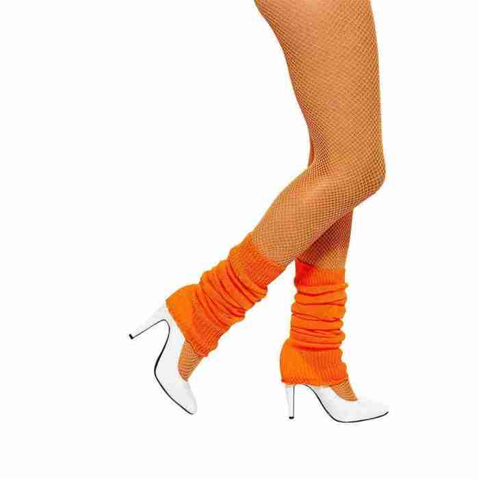 Orange Neon Beinstulpen Damen 80er Jahre Kostüm Accessoire