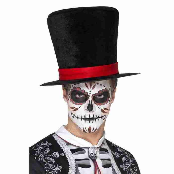 Día de los Muertos Zylinderhut Detailansicht Blumenstickerei mexikanisch