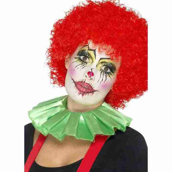 Grüne Clown Halskrause Detail Ansicht Faschings Accessoire