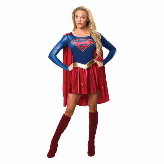 Supergirl Kostüm Damen TV-Serie mit rotem Cape und blauem Kleid