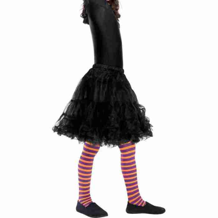 Kinder Hexen Strumpfhose Orange Lila Detailansicht Smiffy's