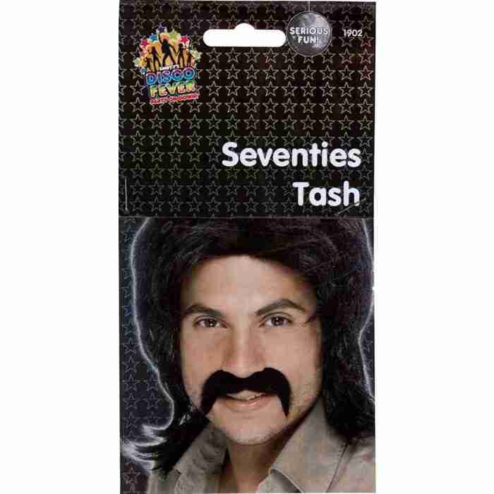 70er Jahre Schnurrbart schwarz selbstklebend Retro Bart Karneval