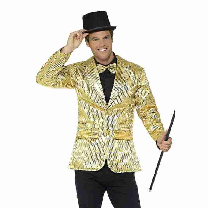 Herren Pailletten Jacke Gold Detail - Karnevalskostüm von Smiffy's