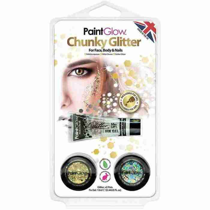 PaintGlow Chunky Glitter Pack 1 Glitzer Make-up Anwendung