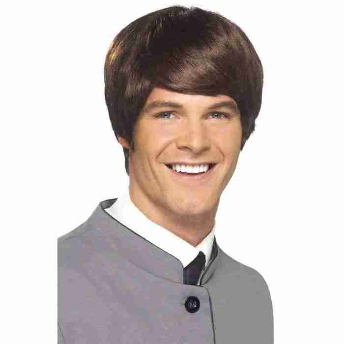 Herren Retro Perücke 60er Jahre Mod Frisur braun seitlich