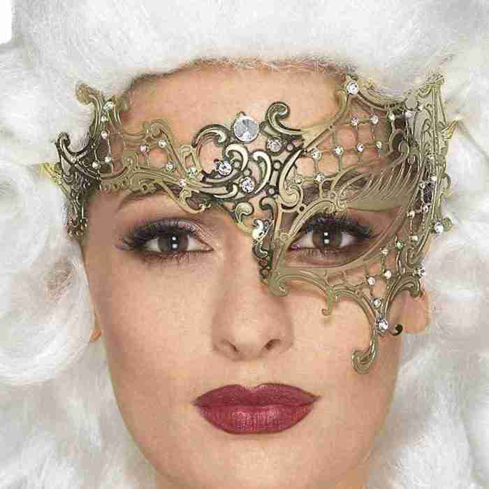 Deluxe Metall Filigran Augenmaske Gold Detail Ansicht Karneval
