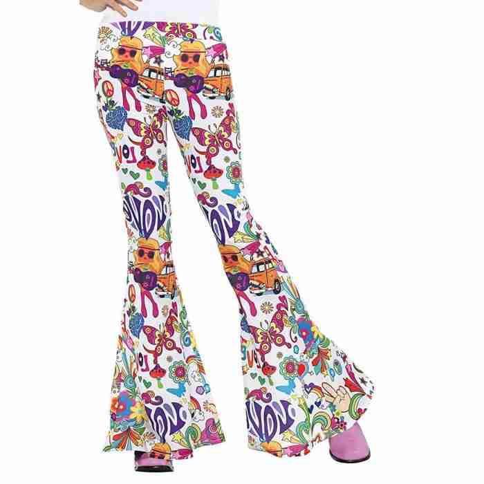 Damen Groovy Schlaghose Detailansicht psychedelisches Muster