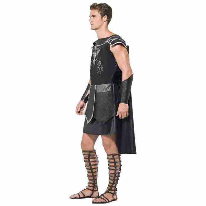 Schwarzes Gladiator Kostüm für Herren - Detailansicht