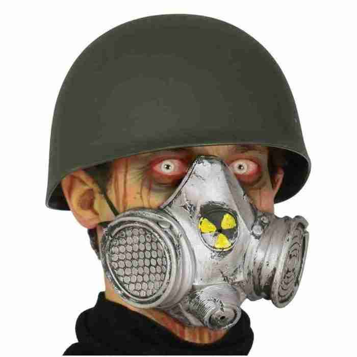 Nuclear Gasmaske Detailansicht schwarze Halloween Verkleidung