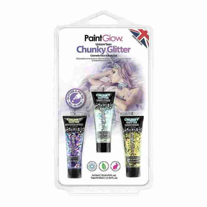 Glitzer Gel Anwendung Gesicht Körper chunky Glitter Effekt