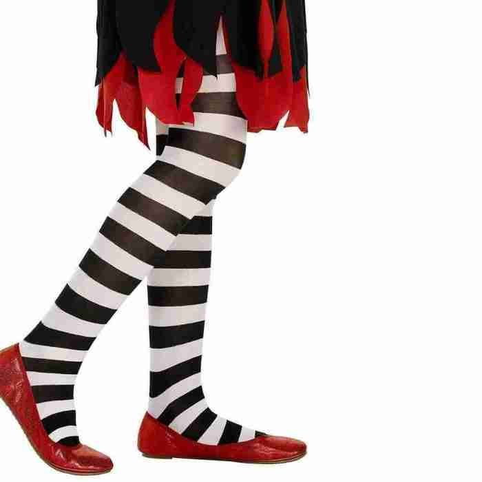 Gestreifte Strumpfhose Kinder schwarz weiß Smiffy's Kostüm