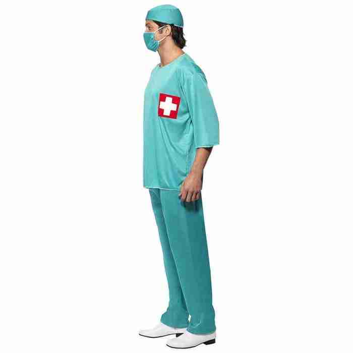 Herren Chirurg Kostüm Grün - Tunika und Hose Set