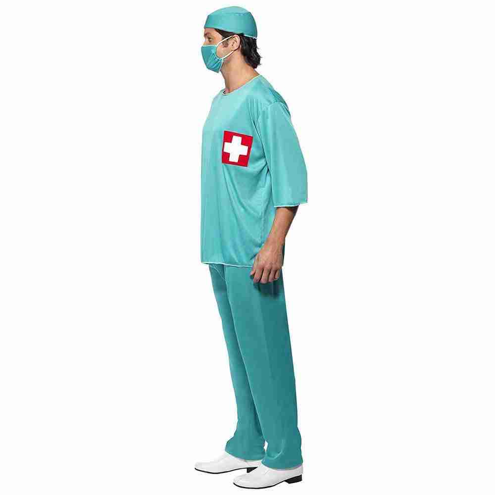 Herren Chirurg Kostüm Grün - Tunika und Hose Set