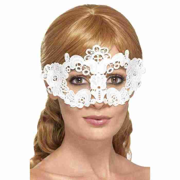 Bestickte Spitzenaugenmaske schwarz Detail florales Muster