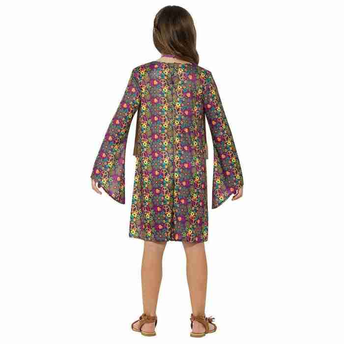 Hippie Kostüm Mädchen Rückansicht mit Weste und Fransen - carnivalstore.de