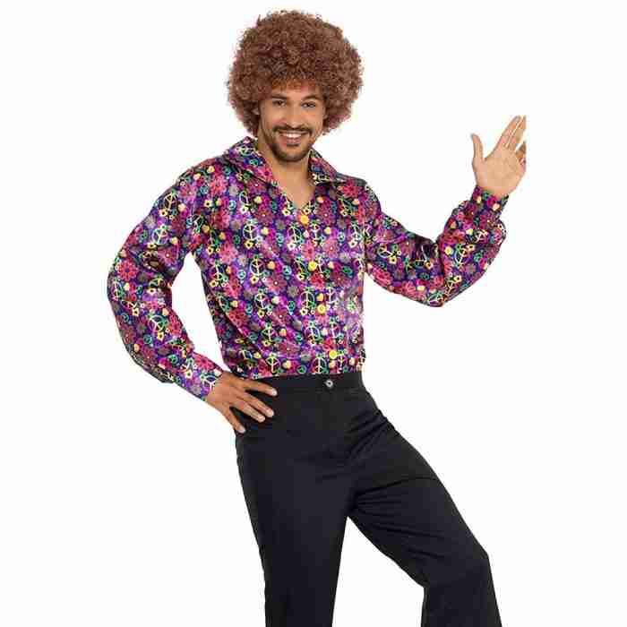 60er Jahre Kostüm Herren Psychedelic CND Shirt Detail Ansicht - carnivalstore.de