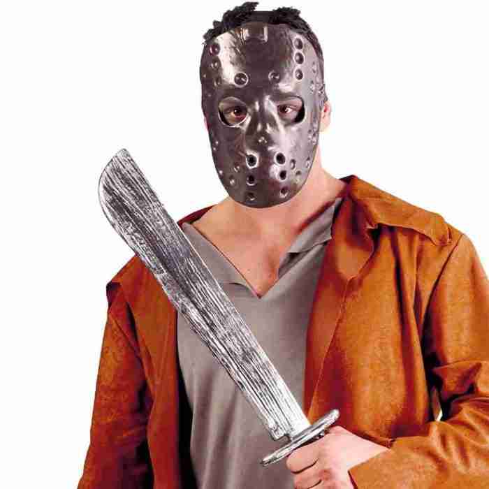 Halloween Horror Maske mit Machete gruseliges Kostüm Set