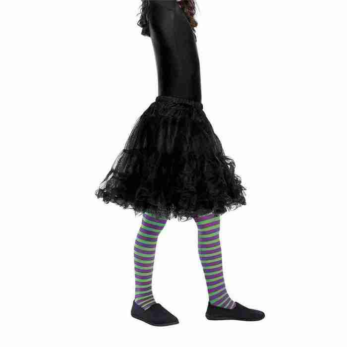 Kinder Hexen Strumpfhose Grün Lila Detail Ansicht Smiffy's