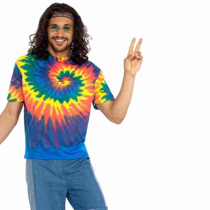 60er Jahre Tie Dye T-Shirt Rückansicht mehrfarbig - carnivalstore.de
