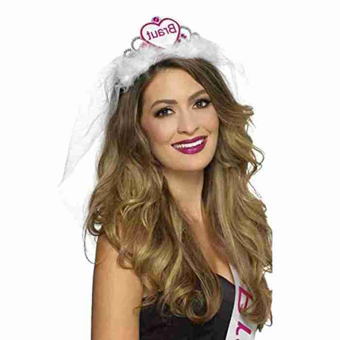Elegante Braut Tiara Rosa Weiß Schleier Detail Ansicht