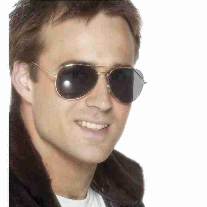 Aviator Brille Gold getönte Gläser Piloten Kostüm