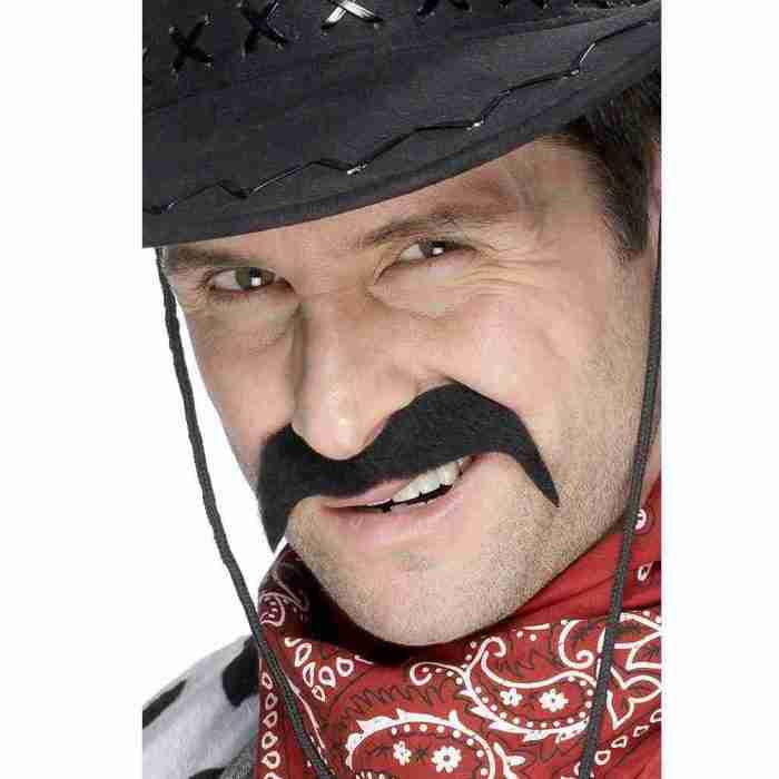 Schwarzer Cowboy Schnurrbart Detailansicht Western Accessoire