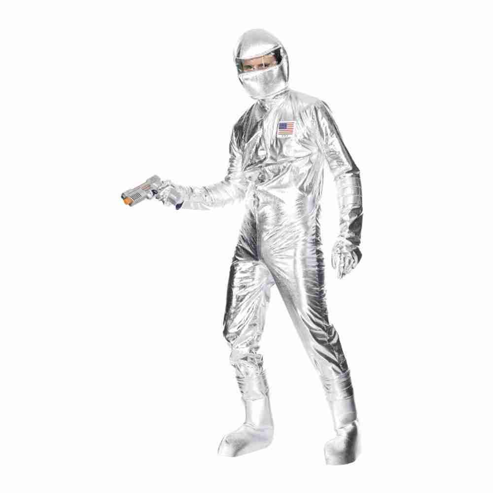 Astronauten Kostüm Silber mit Overall und Kapuze - carnivalstore.de