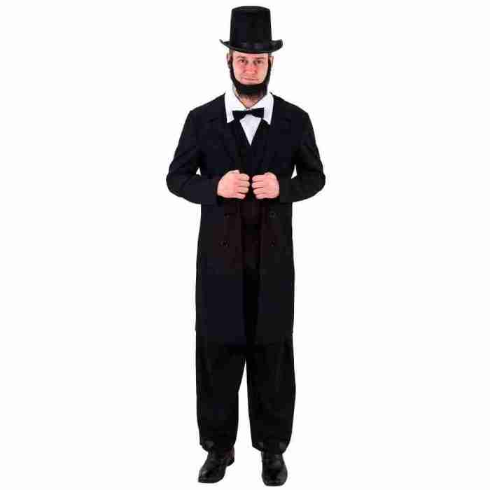 Abraham Lincoln Kostüm Herren schwarz Präsidenten Verkleidung mit Zylinderhut