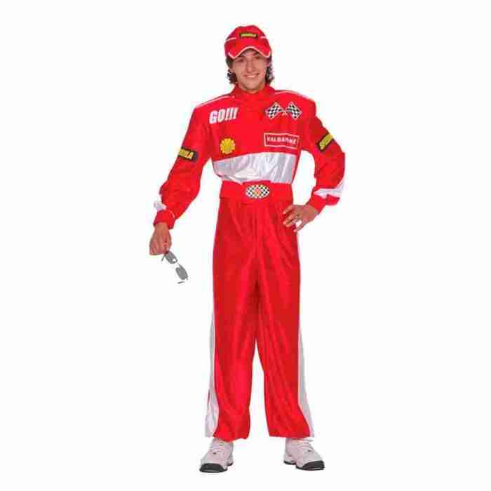 Rennfahrer Kostüm Herren rot Speed King Formel 1 Jumpsuit