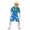 Hawaii Kostüm Herren Blau mit Palmen-Print - Tropical Party Outfit