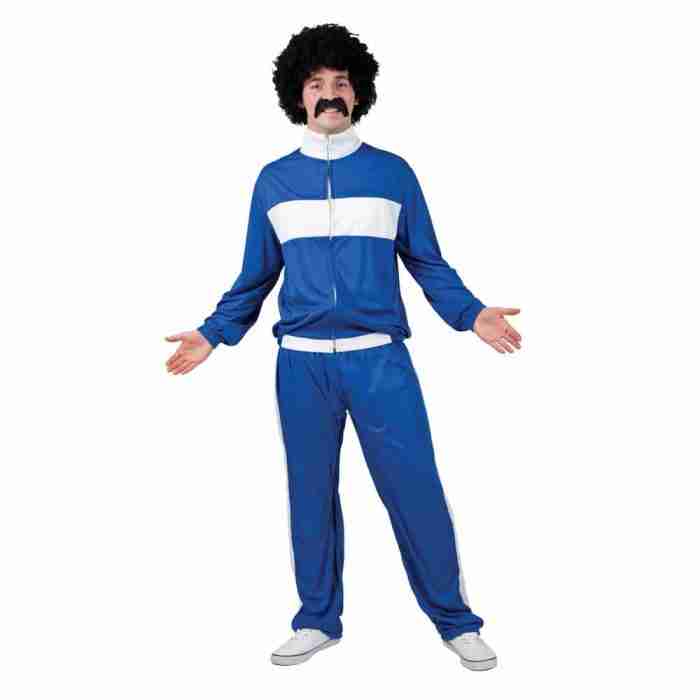 Karnevalskostüm 80er Jahre Retro Jogginghose in Blau und Weiß