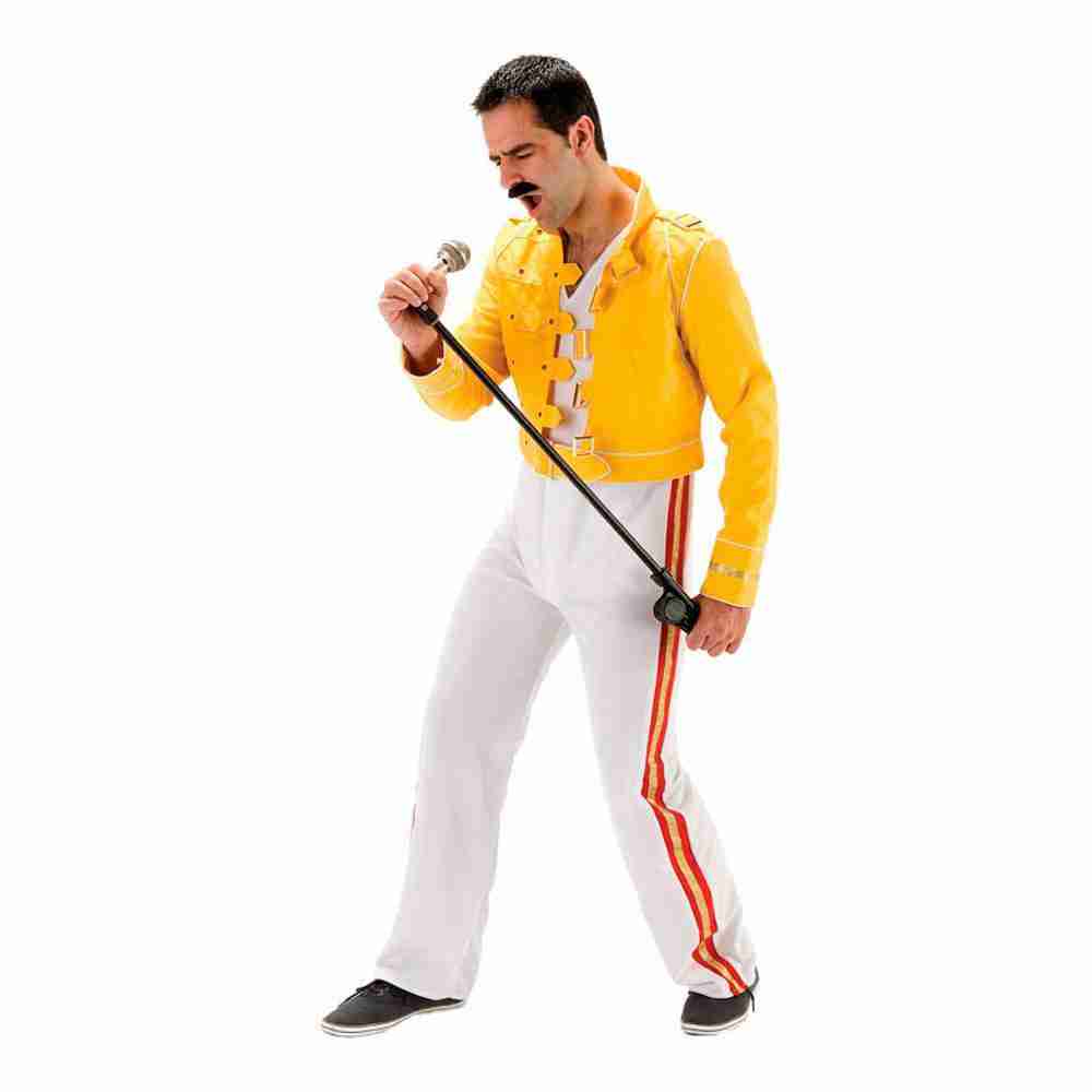 Freddie Mercury Kostüm Herren gelbe Jacke 80er Jahre Rockstar Verkleidung