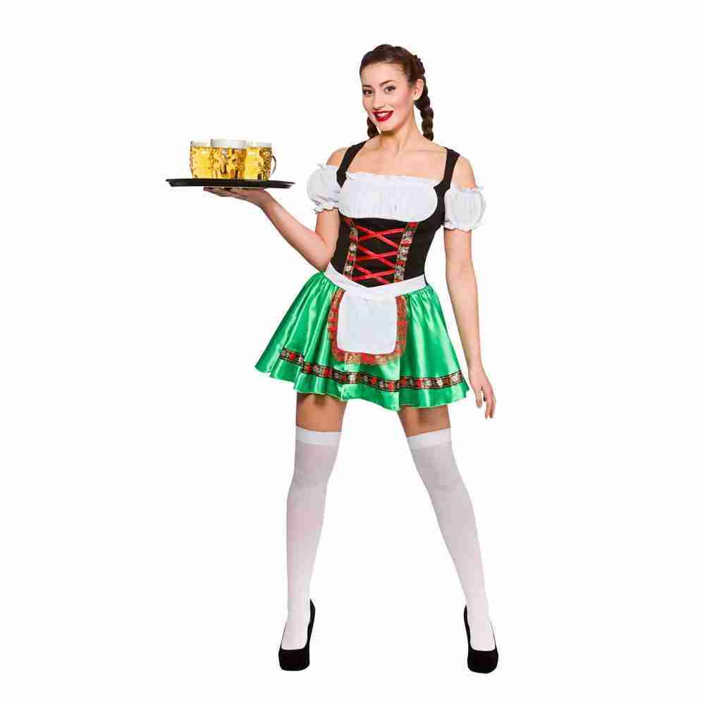 Oktoberfest Dirndl Kostüm Damen in Grün und Weiß - Carnival Store
