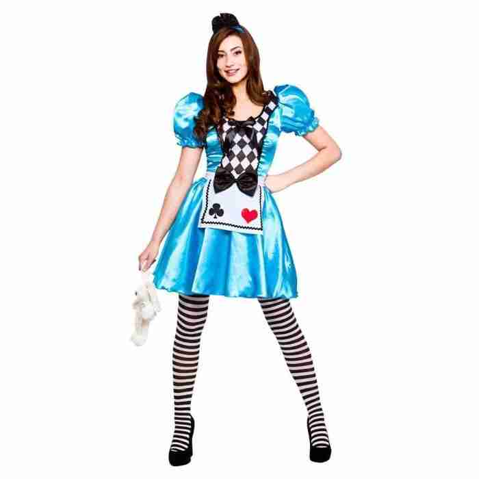 Alice im Wunderland Kostüm Damen in Blau mit weißer Schürze