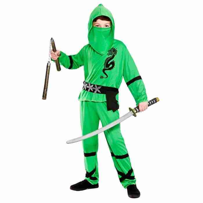 Ninja Kostüm Kinder Power Ninja Set Grün - carnivalstore.de