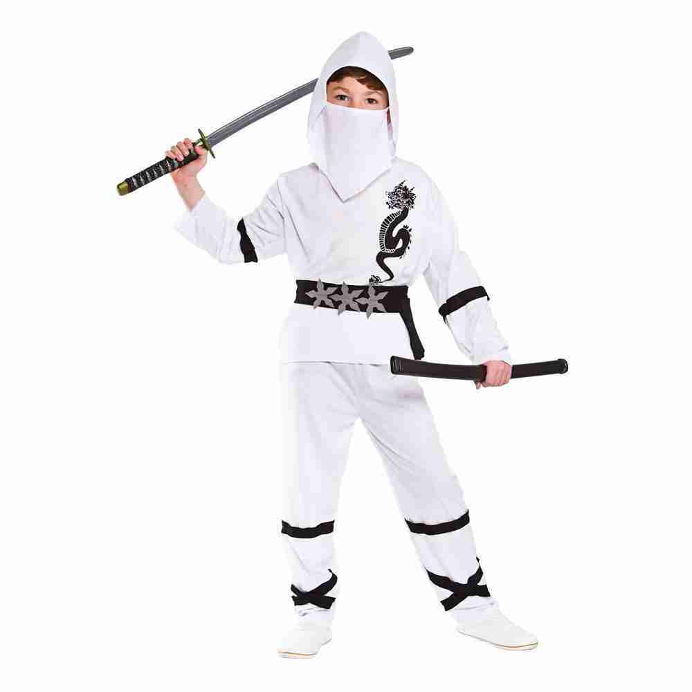 Ninja Kostüm Kinder Power Ninja Set Weiß - carnivalstore.de
