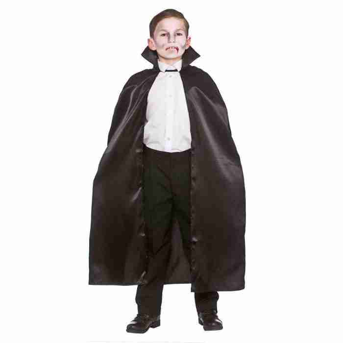 Kinder Satin Umhang mit Kragen in Schwarz - carnivalstore.de
