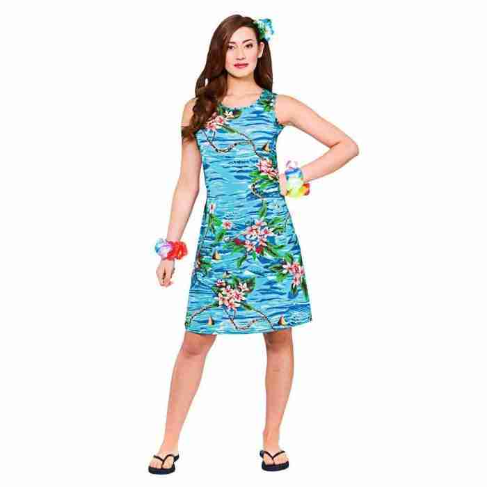 Hawaii Kleid Orchidee Ozean Damen Kostüm für Karneval und Mottopartys
