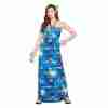 Hawaii Maxi Kleid Blau Palm - Tropisches Strandkleid für Damen