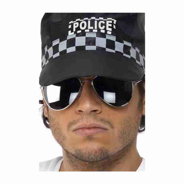 Pilotenbrille Silber mit blauen Spiegelgläsern - carnivalstore.de