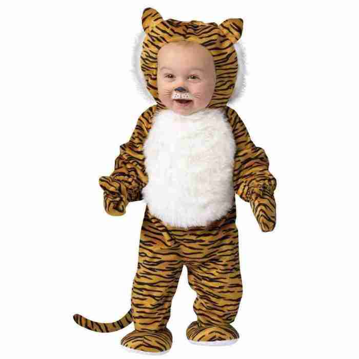 Kleinkind Tiger Kostüm orange schwarz kuschelig Größe L
