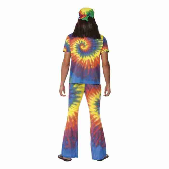 60er Jahre Hippie Kostüm Herren Rückansicht Batik-Design