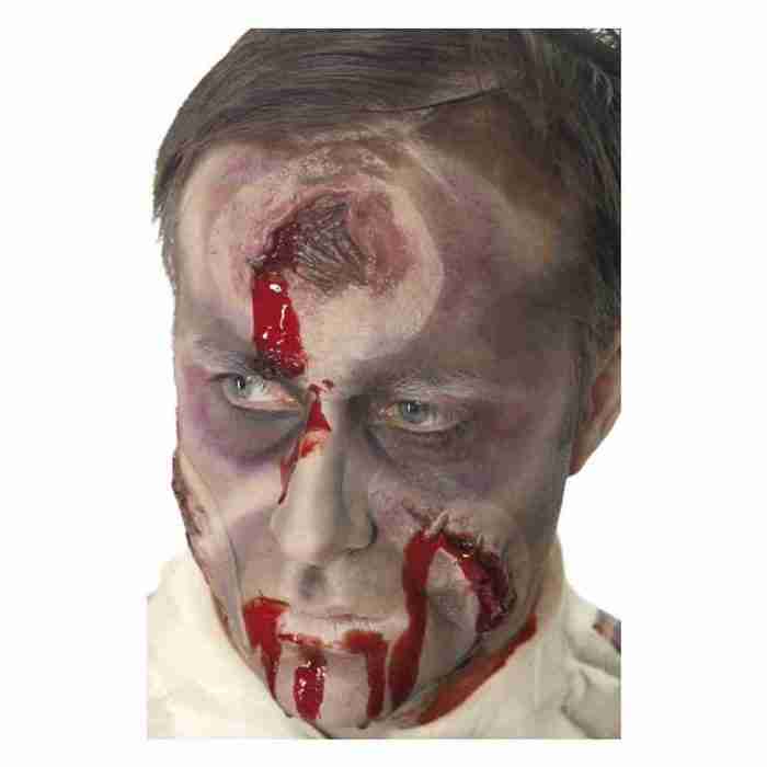 Halloween Wunde Kopfschuss Make-Up Set mit Kunstblut für Zombie-Look