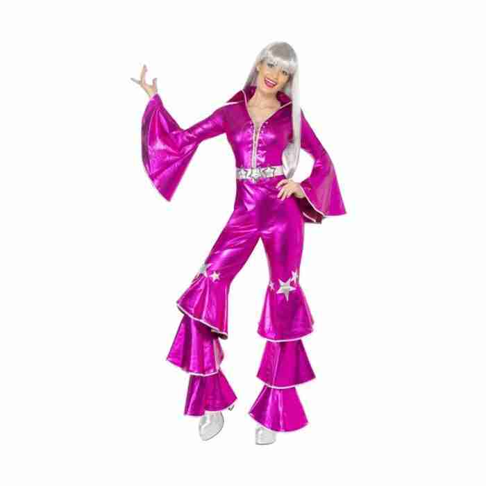 70er Jahre Disco Kostüm Damen Rosa Jumpsuit - carnivalstore.de