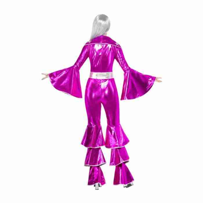 70er Jahre Disco Kostüm Damen Rosa Schnürung Detail - carnivalstore.de