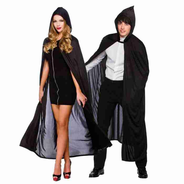 Vampir Umhang Kapuze 132cm schwarz - Halloween Kostüm