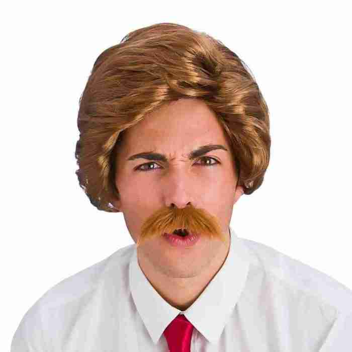 80er Jahre Perücke braun Herren Funny News Guy Kostüm