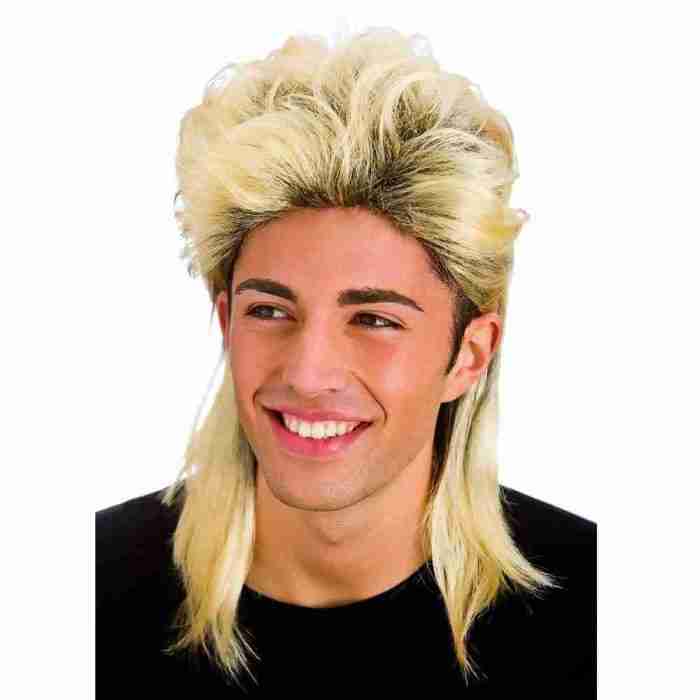 80er Jahre Perücke blond Vokuhila Damen Herren Karneval Kostüm